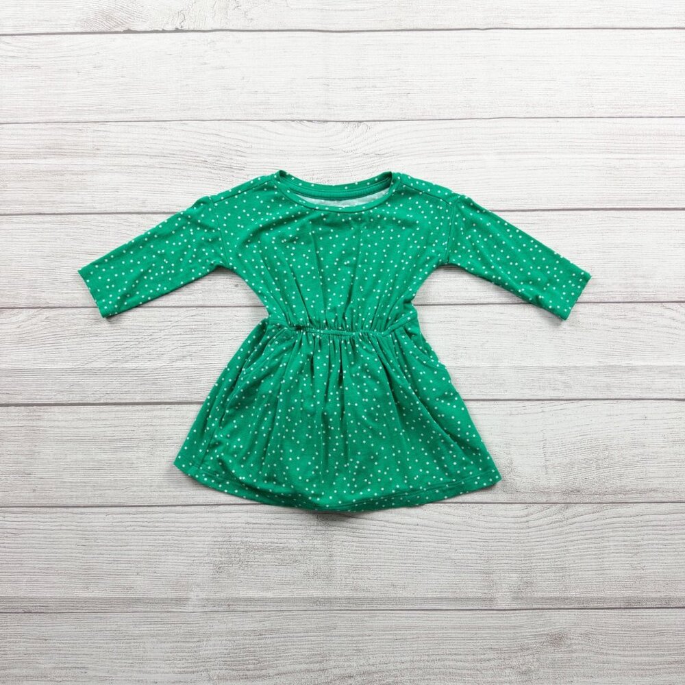 Gymboree Baby Girl Green Polka Dot Dress Set Bloomers Long Sleeve 6-12 Months